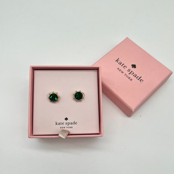 KATE SPADE NWT Emerald Earrings, Flying Colors Bezel Studs - Picture 4 of 6